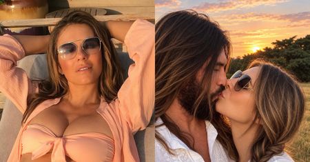 61-letnia Elizabeth Hurley zachwyca W BIKINI i chwali się CAŁUŚNYM kadrem z ukochanym. Billy Ray Cyrus to szczęściarz? (FOTO)