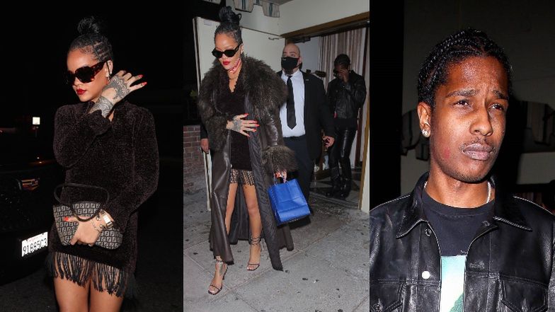 Szczupła Rihanna w kusej sukience i skwaszony ASAP Rocky idą na romantyczną kolację w Hollywood (ZDJĘCIA)