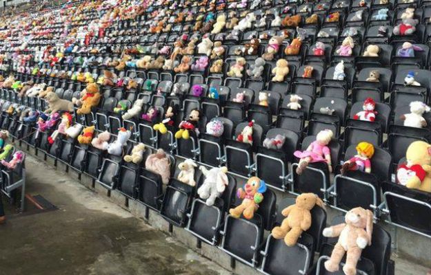 11 tysięcy misiów usiadło na trybunach stadionu w hołdzie dla zmarłej dziewczynki