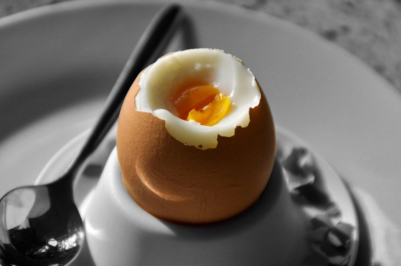 Soft-boiled egg is perfect for breakfast.