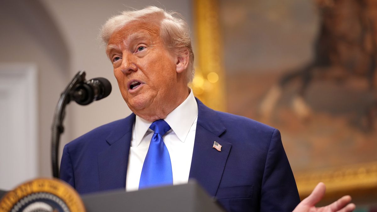WASHINGTON, DC - MAY 12: U.S. President Donald Trump speaks during a press conference in the Roosevelt Room of the White House on May 12, 2025, in Washington, DC. During the event, President Trump signed an executive order aimed at reducing the cost of prescription drugs and pharmaceuticals by 30% to 80%. (Photo by Andrew Harnik/Getty Images)
