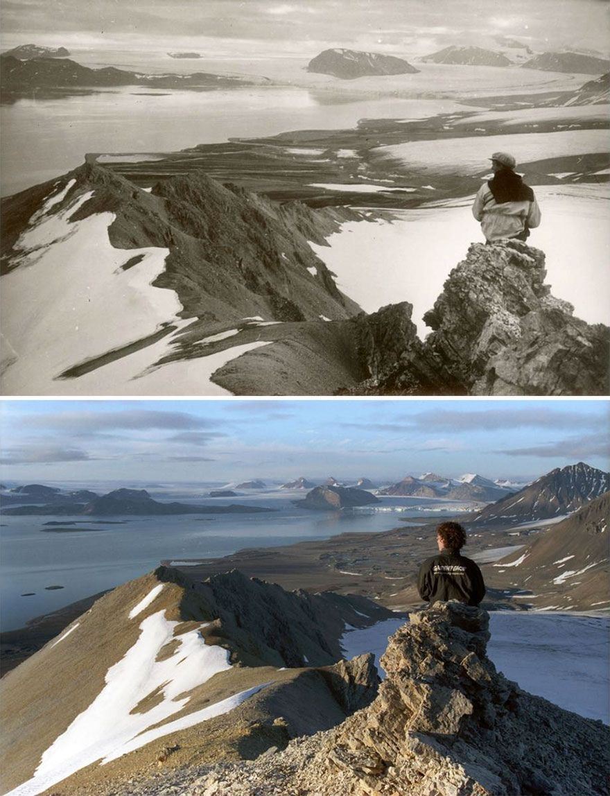 Zdjęcia norweskich lodowców zrobione z odstępem 100 lat pokazują wielkie zmiany klimatyczne 8
