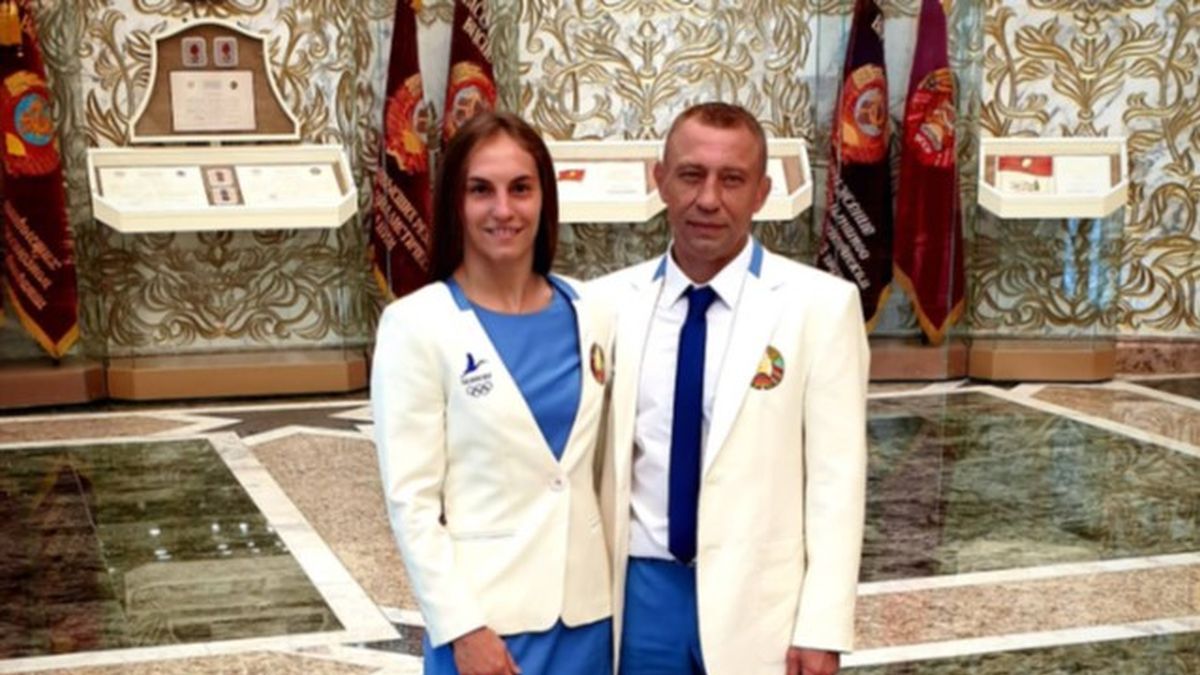 Wanesa Kaladzinska z trenerem