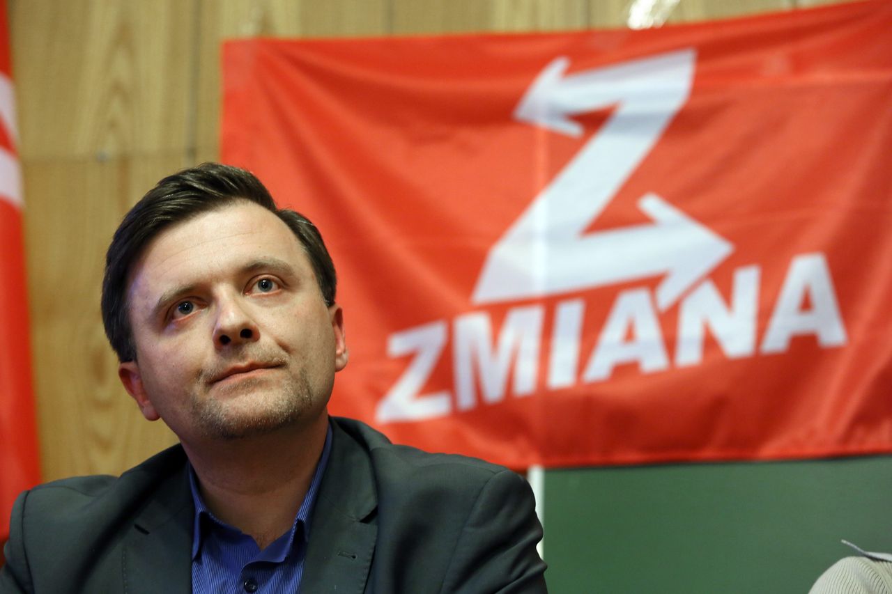 Mateusz Piskorski jako przewodniczący Partii Zmiana, 21.02.2015 r.