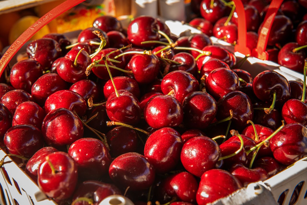 Cherries are already on the stalls.