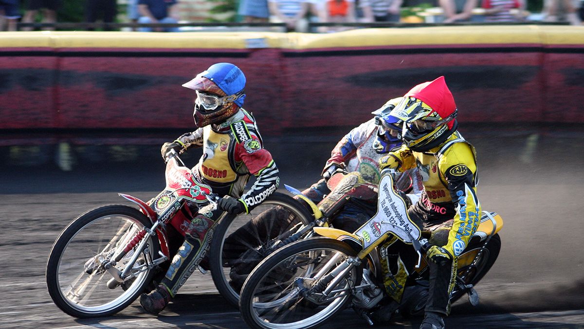 Na zdjęciu od lewej: Tomasz Łukaszewicz (kask niebieski), Aleksiej Charczenko (biały), Krister Jakobsen (czerwony)