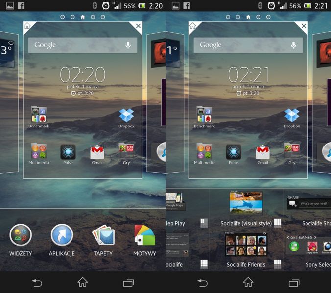 Xperia Z- zarządzanie ekranem głównym