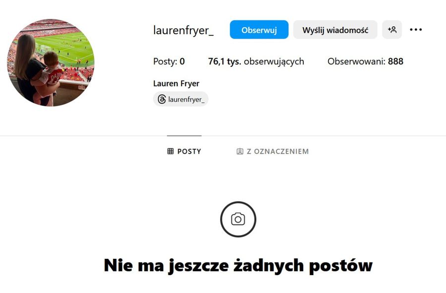 Lauren Fryer usunęła wszystkie zdjęcia z social mediów