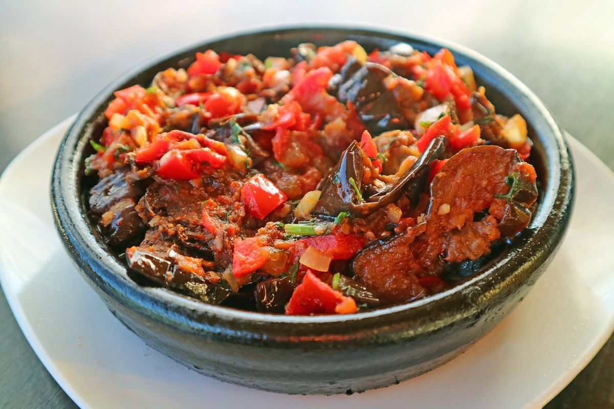 Warming Georgian stew with vegetables.