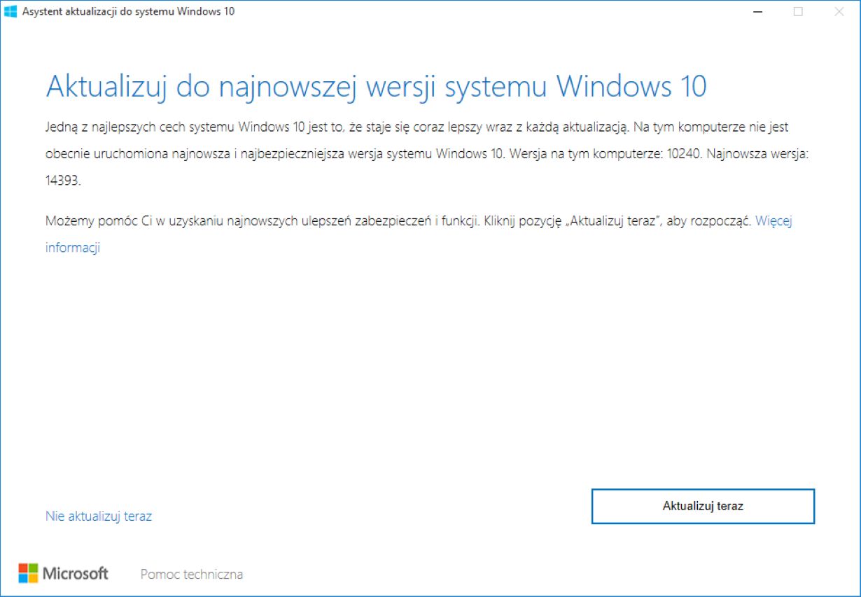 Asystent aktualizacji do systemu Windows 10, czyli (według Microsoftu) narzędzie dla zaawansowanych.