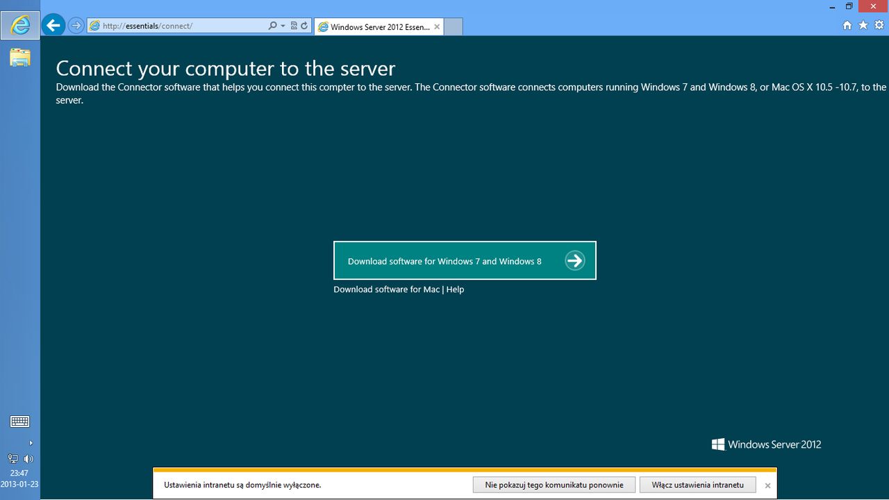 Windows Server 2012 Essentials - konfiguracja komputerów w sieci