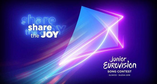 Hasło „Share the Joy” i latawiec w logotypie konkursu Eurowizji Junior 2019