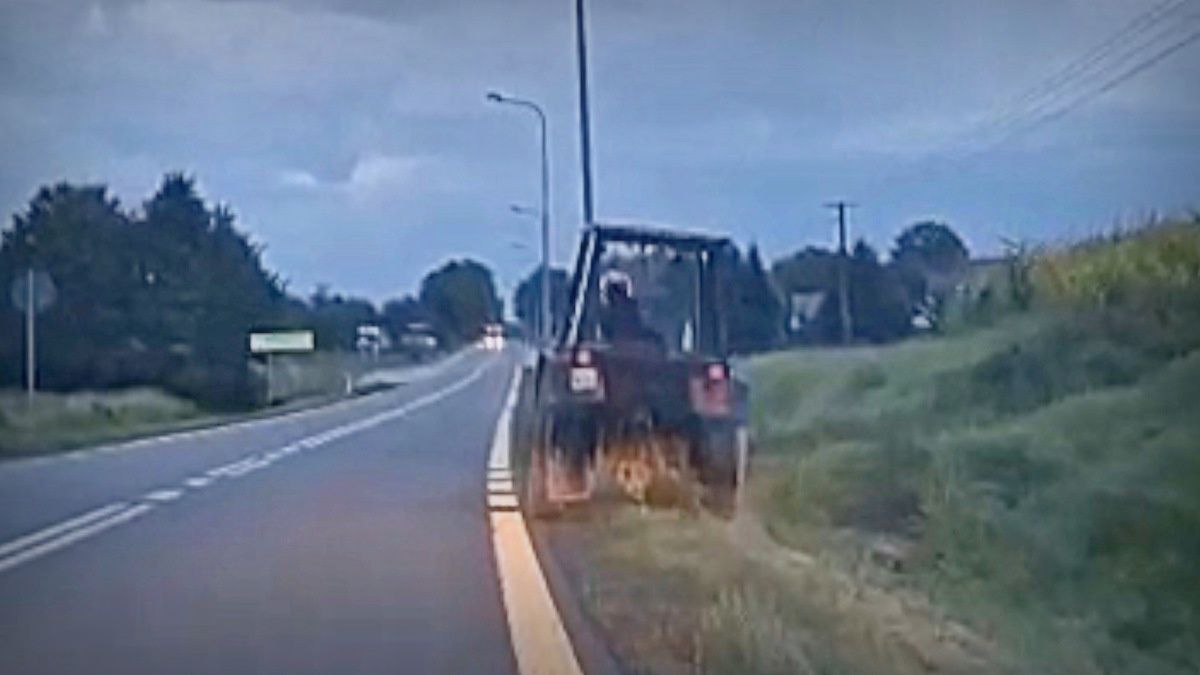 Pijany traktorzysta omal nie wjechał w słup