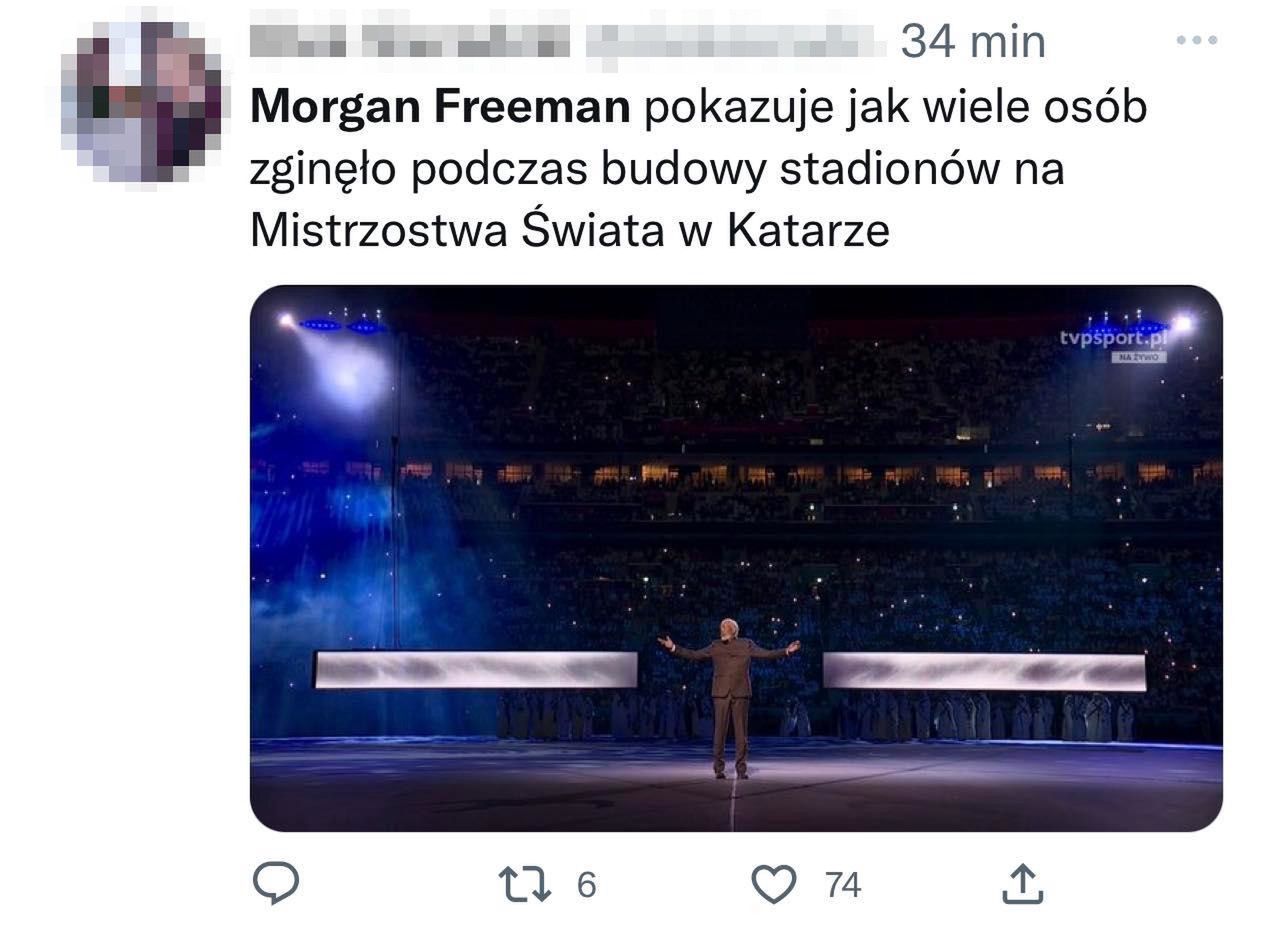 Morgan Freeman otworzył Mundial w Katarze