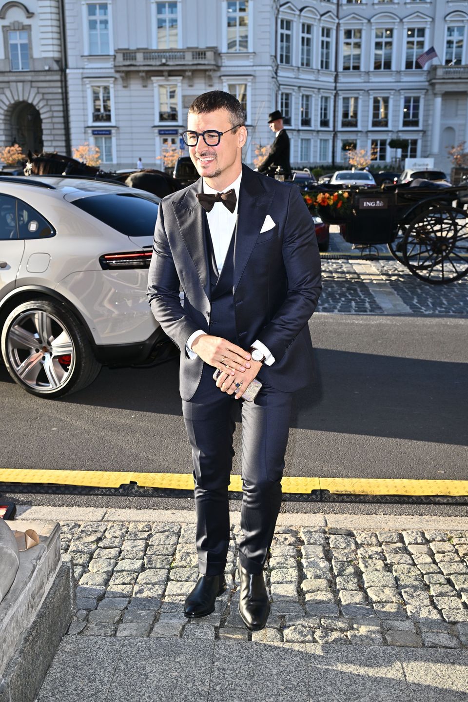 Mateusz Damięcki na premierze