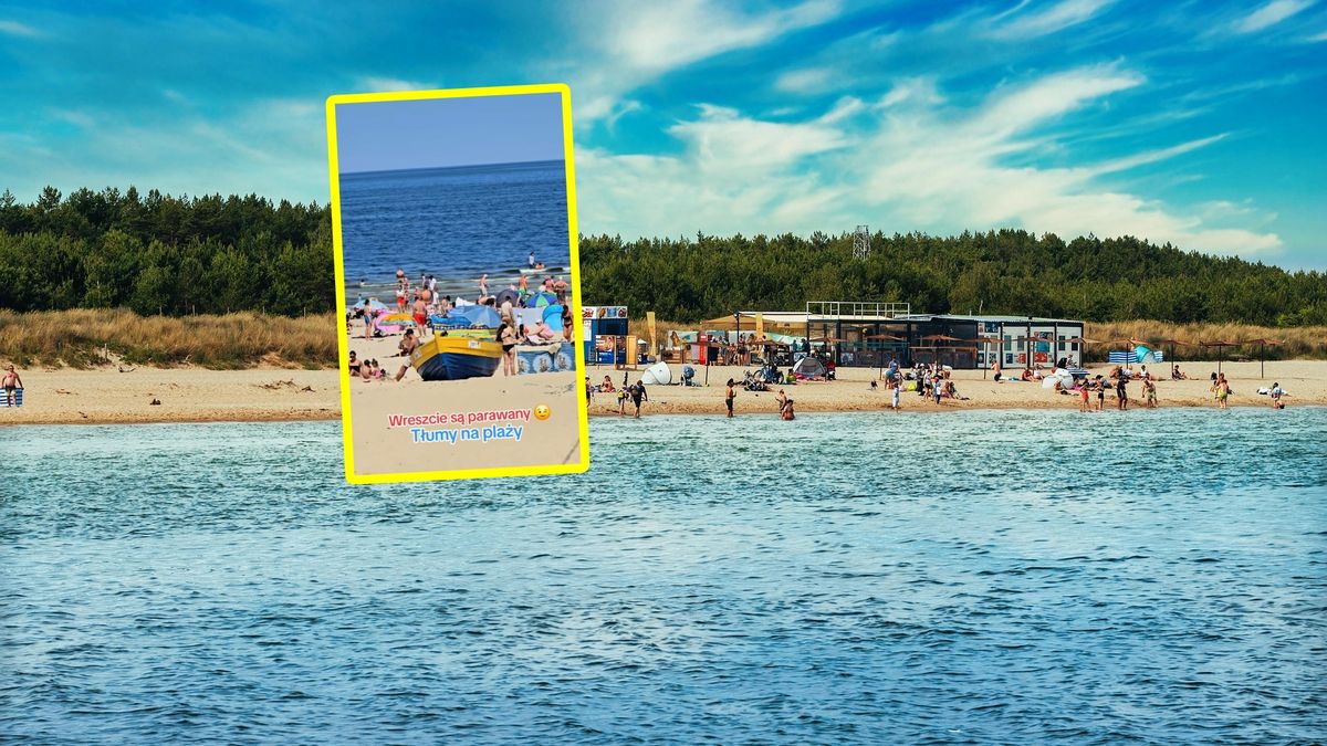 Jantar. Tłumy na plaży.