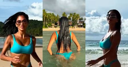 47-letnia Nicole Scherzinger wyłania się z wody w skąpym bikini i eksponuje umięśnione ciało (ZDJĘCIA)