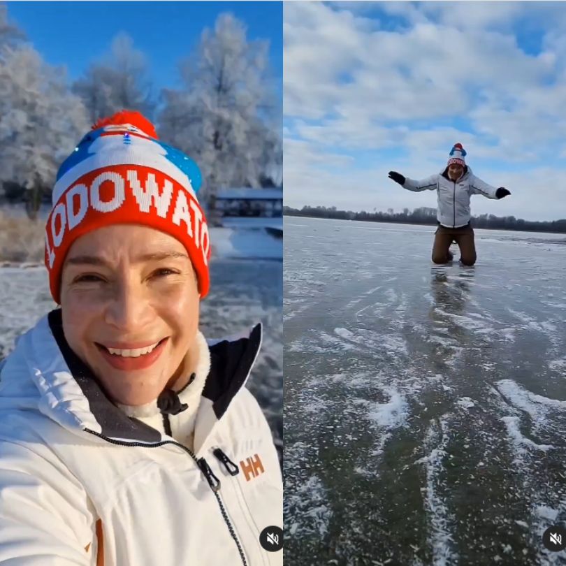 Anna Dereszowska szaleje na zamarzniętym jeziorze. Internauci ostrzegają 