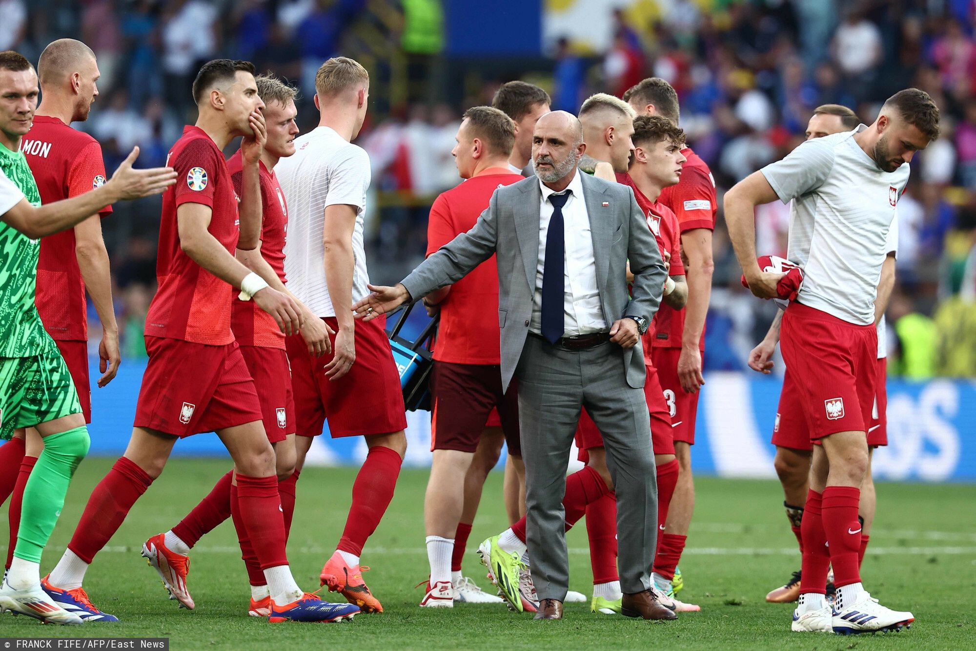 Michał Probierz podczas meczu Polska-Francja
