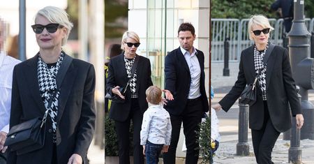 Wystrojona Małgorzata Kożuchowska paraduje w mokasynach Gucci za 3800 złotych na rodzinnym spacerze (ZDJĘCIA)