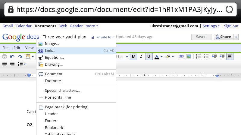 Android z możliwością edycji Dokumentów Google 1