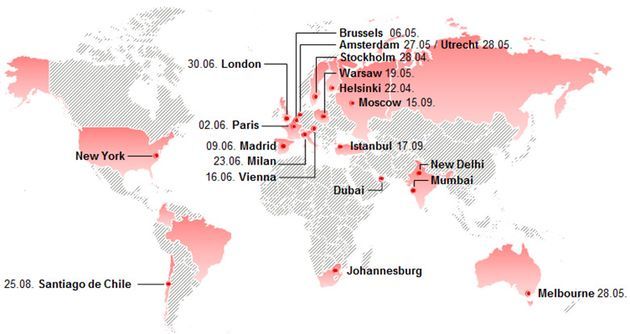 Fujitsu World Tour 2015 - mapa
