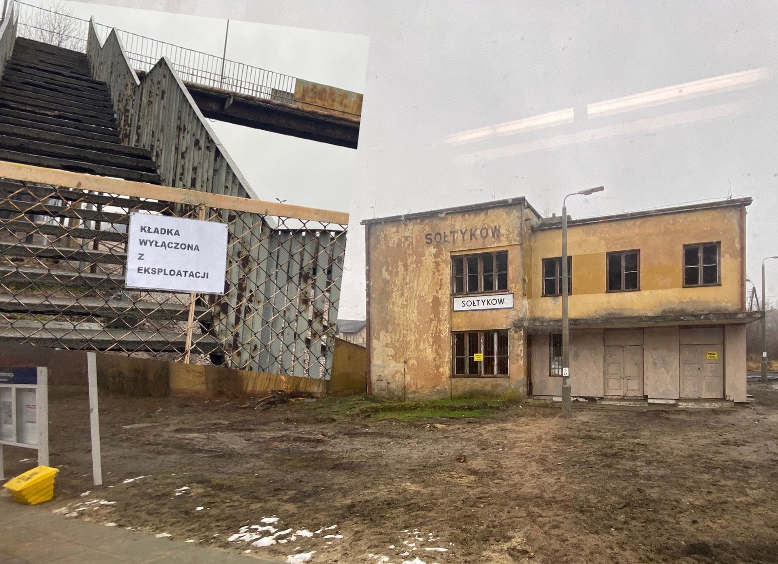 Perony, przystanki i linie kolejowa przebiegająca przez Końskie zostały przebudowane, ale ich otoczenie to ruina