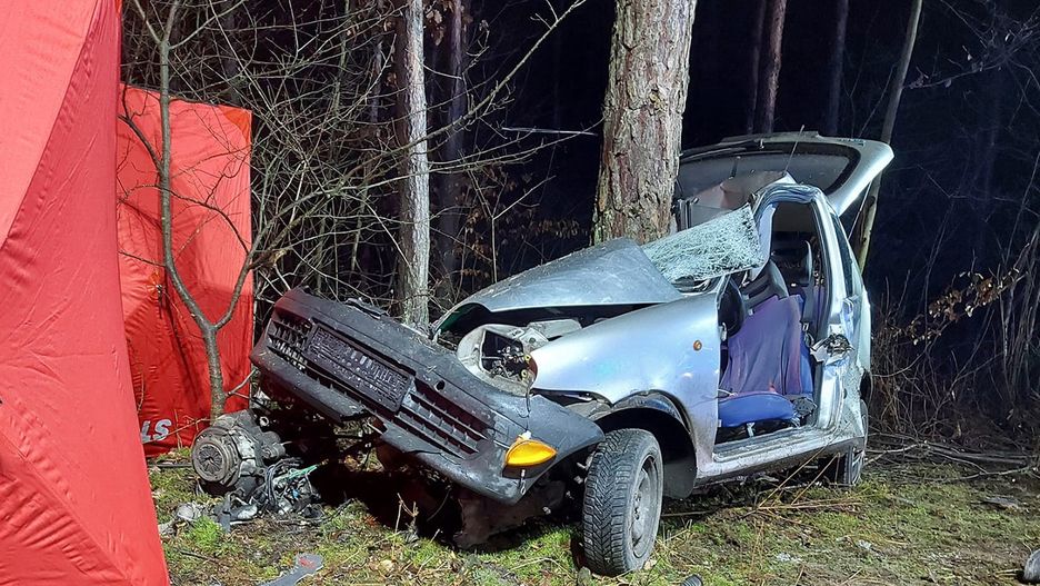Tragiczny wypadek. Auto roztrzaskało się o drzewo