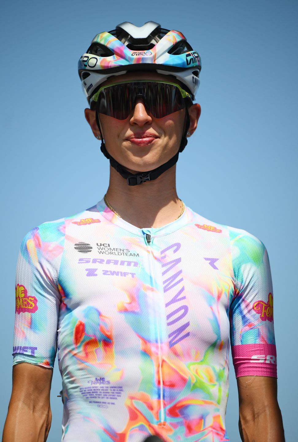 NICE, FRANCE - AUGUST 09: Katarzyna Niewiadoma-Phinney of Poland and Team Canyon//SRAM Racing zondacryptoprior to the 5th Tour de France Femmes 2026, Stage 9 a 99.2km stage from Nice to Nice / #UCIWWT / on August 09, 2026 in Nice, France. (Photo by Alex Broadway/Getty Images)