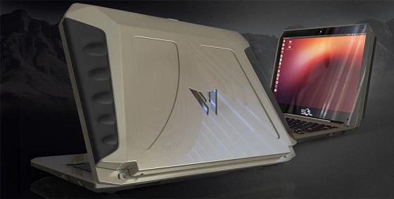 SOL laptop zasilany energią słoneczną widok