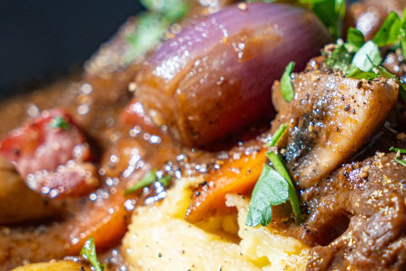 A recipe for beef bourguignon