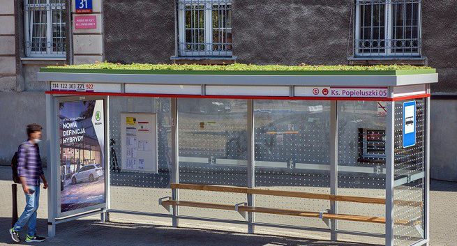 AMS wprowadza eko wiatę w Warszawie. W całości pokryta zielonym dachem
