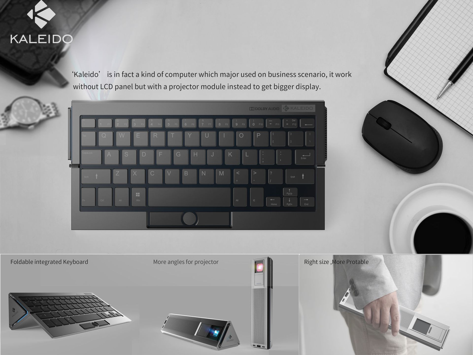Hefei LCFC Kaleido - PC z budowanym rzutnikiem, klawiaturą i głośnikami. Projektor jak all-in-one 2