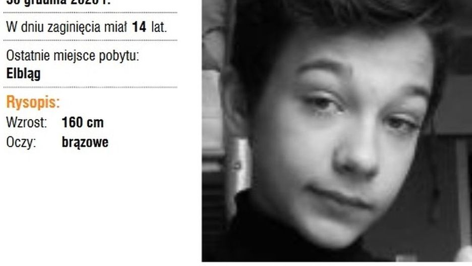 Elbląg. Zaginął 14-letni Dominik. Trwają poszukiwania