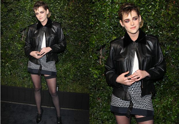 Tłustowłosa Kristen Stewart na imprezie Chanel