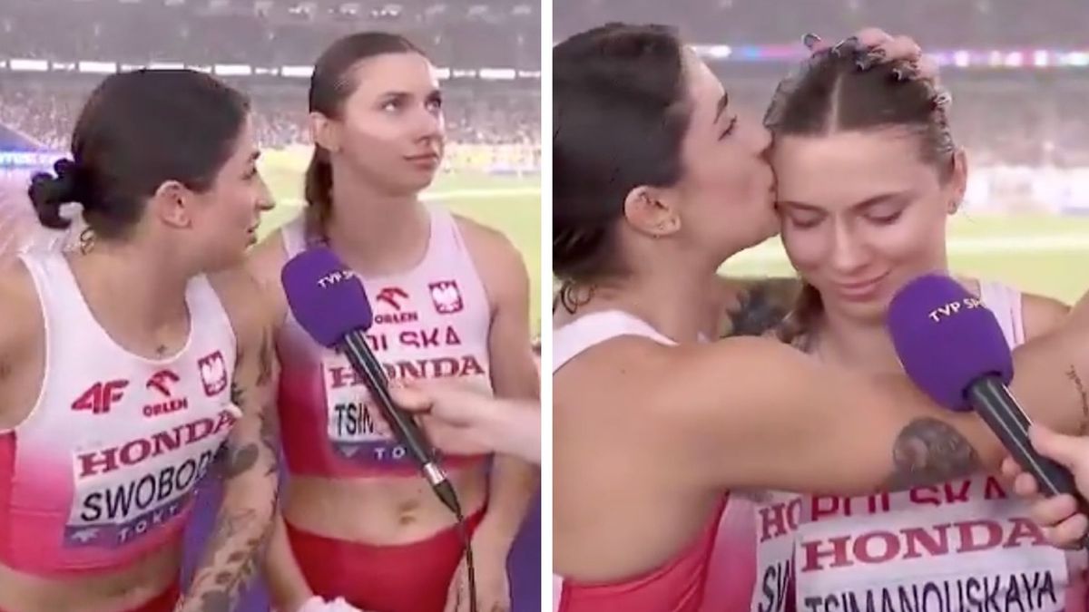 Twitter / TVP Sport / Ewa Swoboda pocieszająca Kryscinę Cimanouską