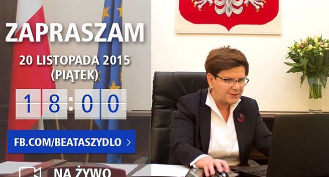 Premier Szydło odpowie na żywo na pytania internautów. „Nowe standardy komunikacji”