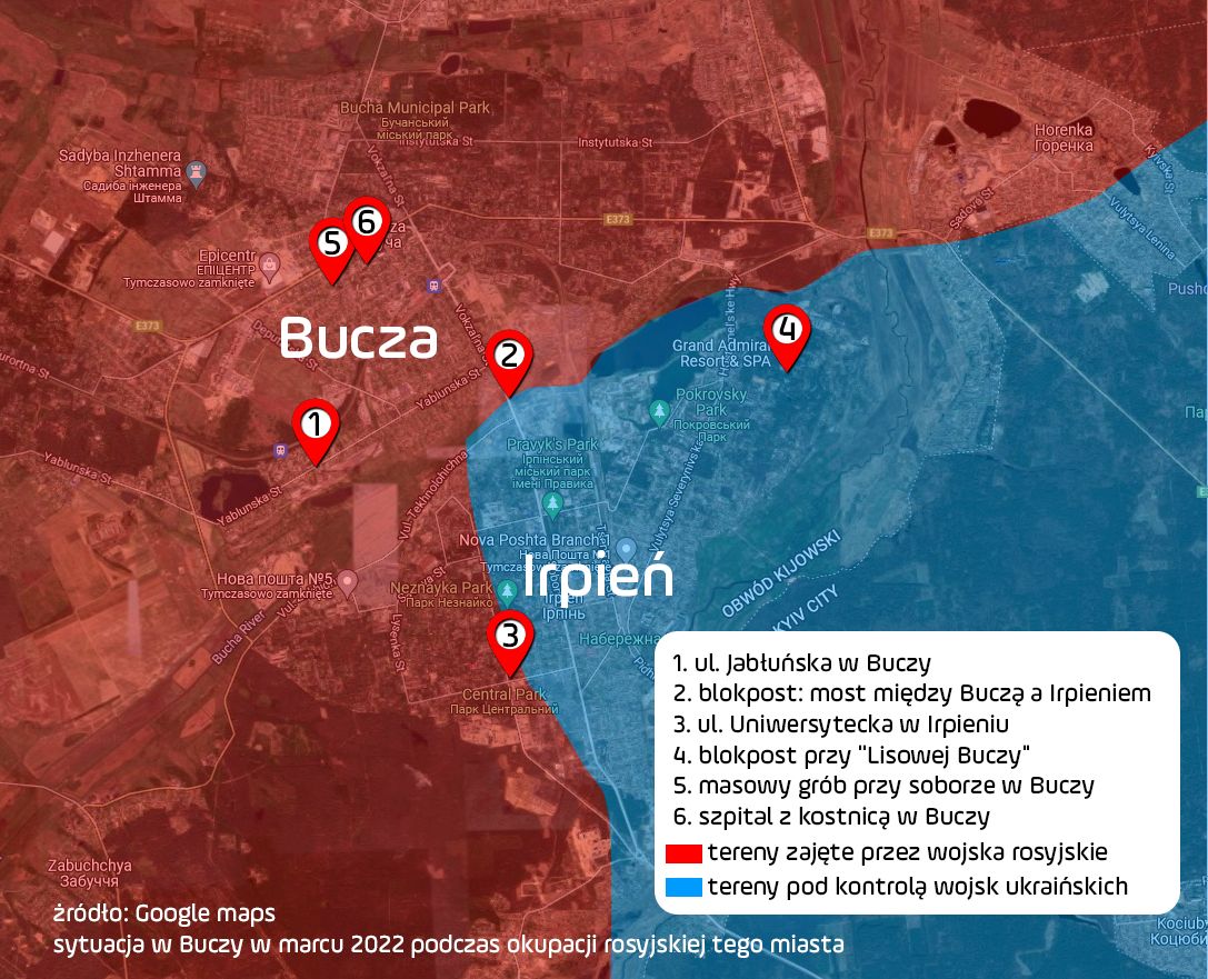 Sytuacja w Buczy w marcu 2022 