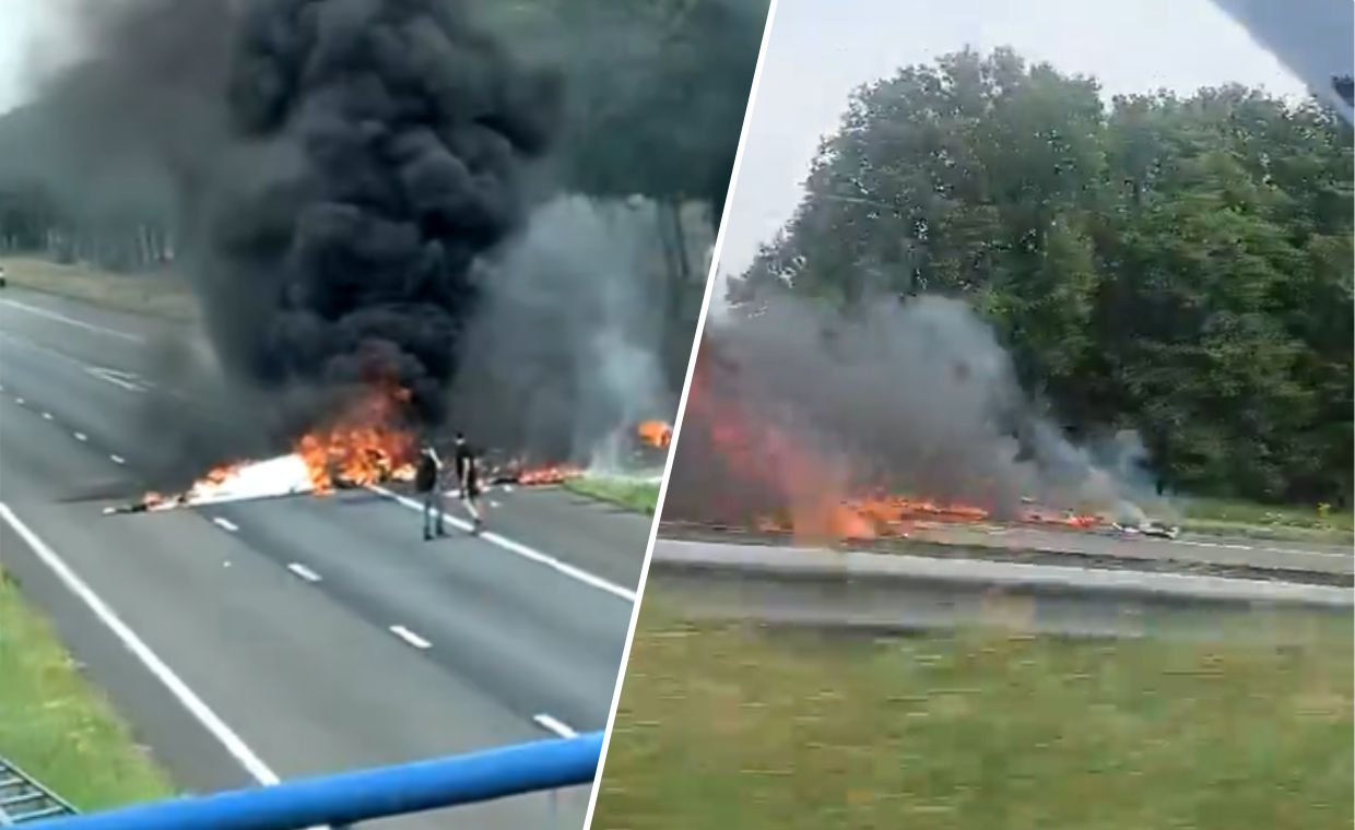 Dramatyczny wypadek w Holandii. Samolot runął na autostradę