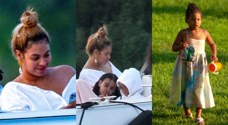 Dawno niewidziana Beyonce z ośmioletnią córką Blue Ivy i bliźniakami relaksuje się na łódce (ZDJĘCIA)