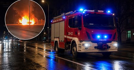 Samochód stanął w ogniu przy ulicy Płockiej [wideo]