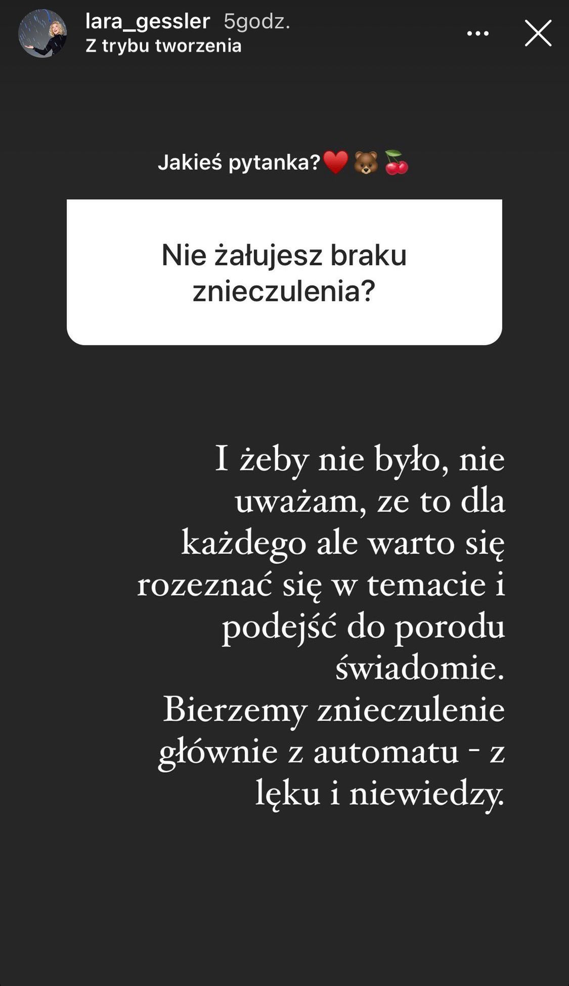 Lara Gessler rodziła bez znieczulenia