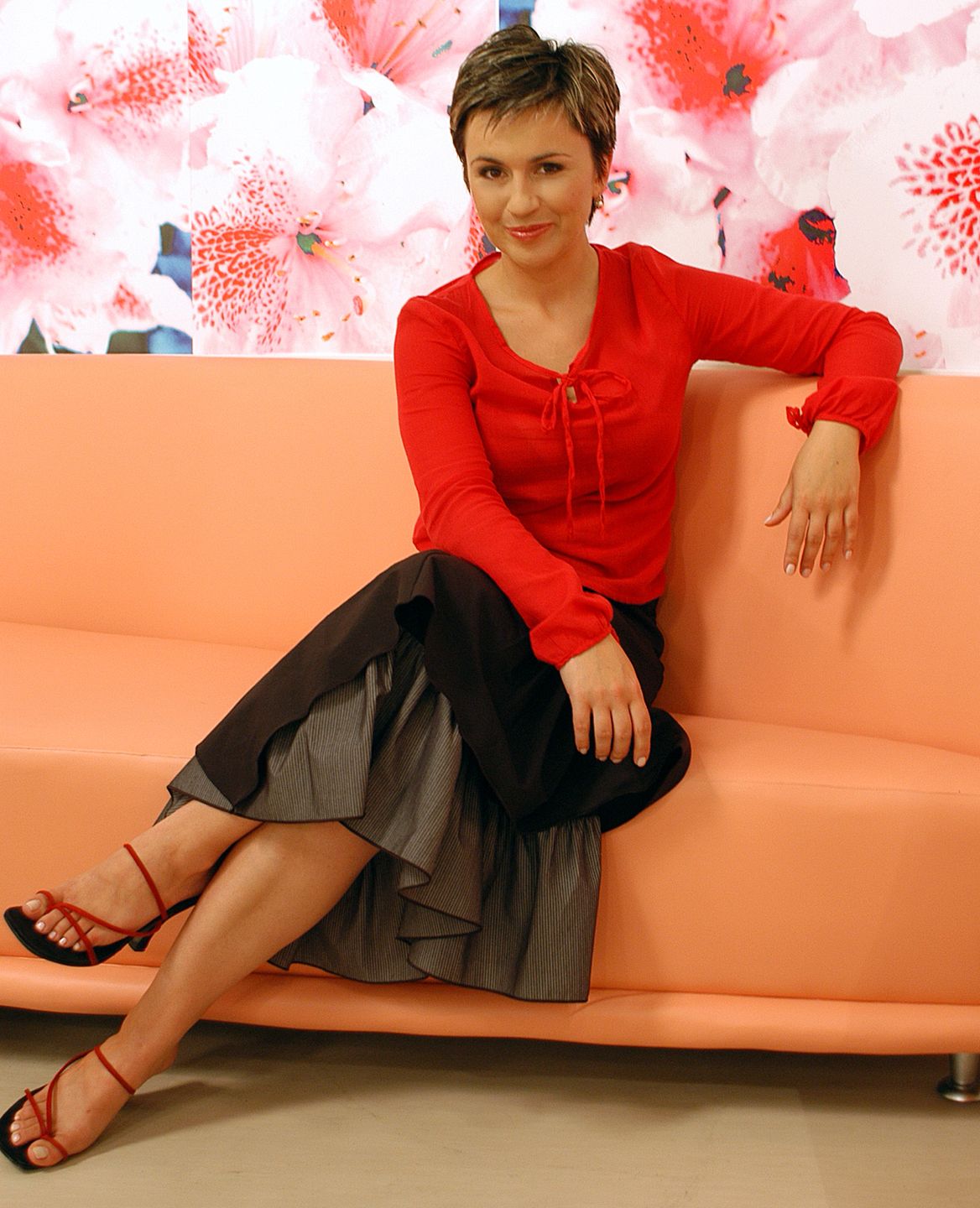 Beata Tadla w 2006 roku w studiu TVN STyle 