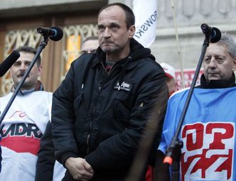 Protest związkowców w Katowicach. Był z nimi Kukiz