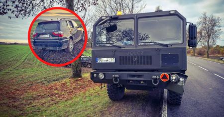 22-latka jechała BMW. Zahaczyła o wojskowego jelcza. Oto finał