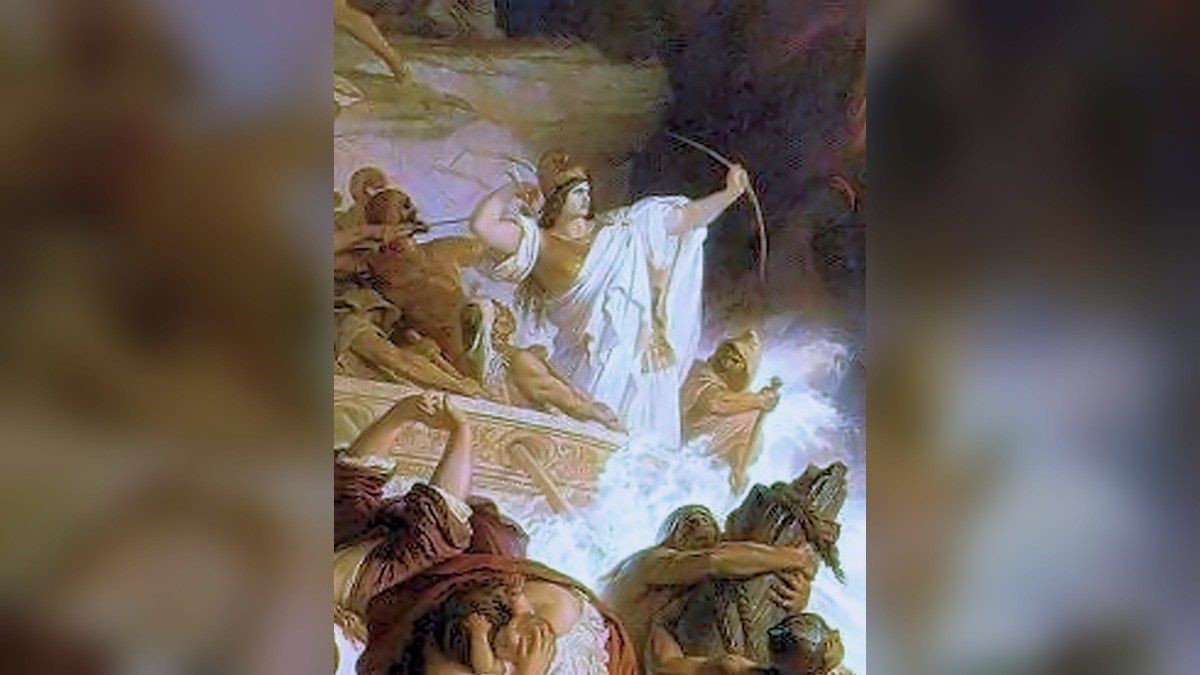 Artemizja w XIX-wiecznej wizji bitwy pod Salaminą. Fragment obrazu Wilhelma von Kaulbacha z 1868 roku; późniejsze wyobrażenie dowódczyni.