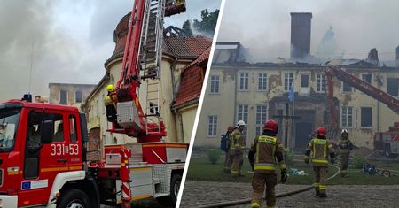 Pożar w Wietrznie. Zawalił się dach zabytkowego pałacu