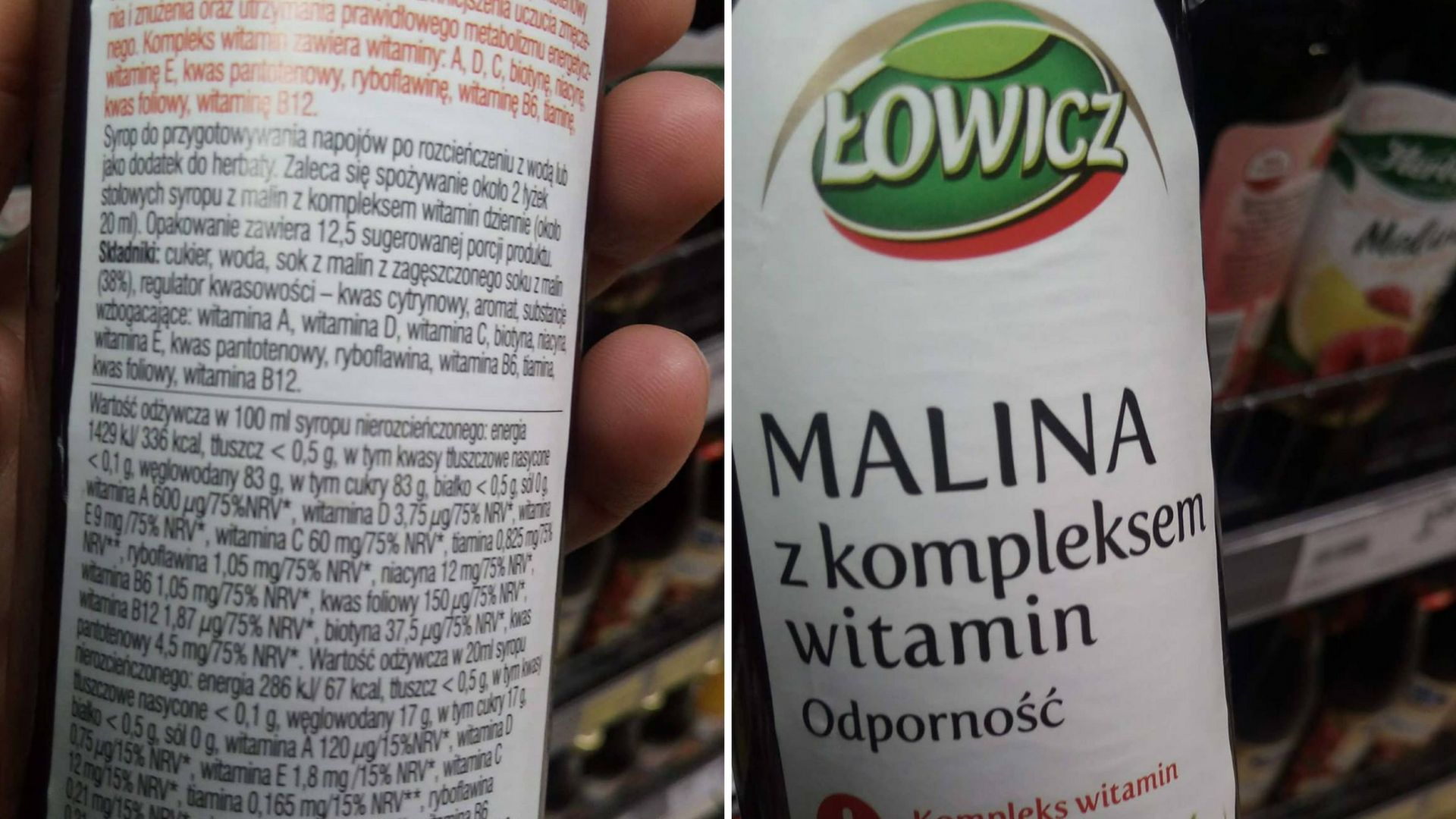 Syrop marki Łowicz na pierwszym miejscu w składzie ma cukier