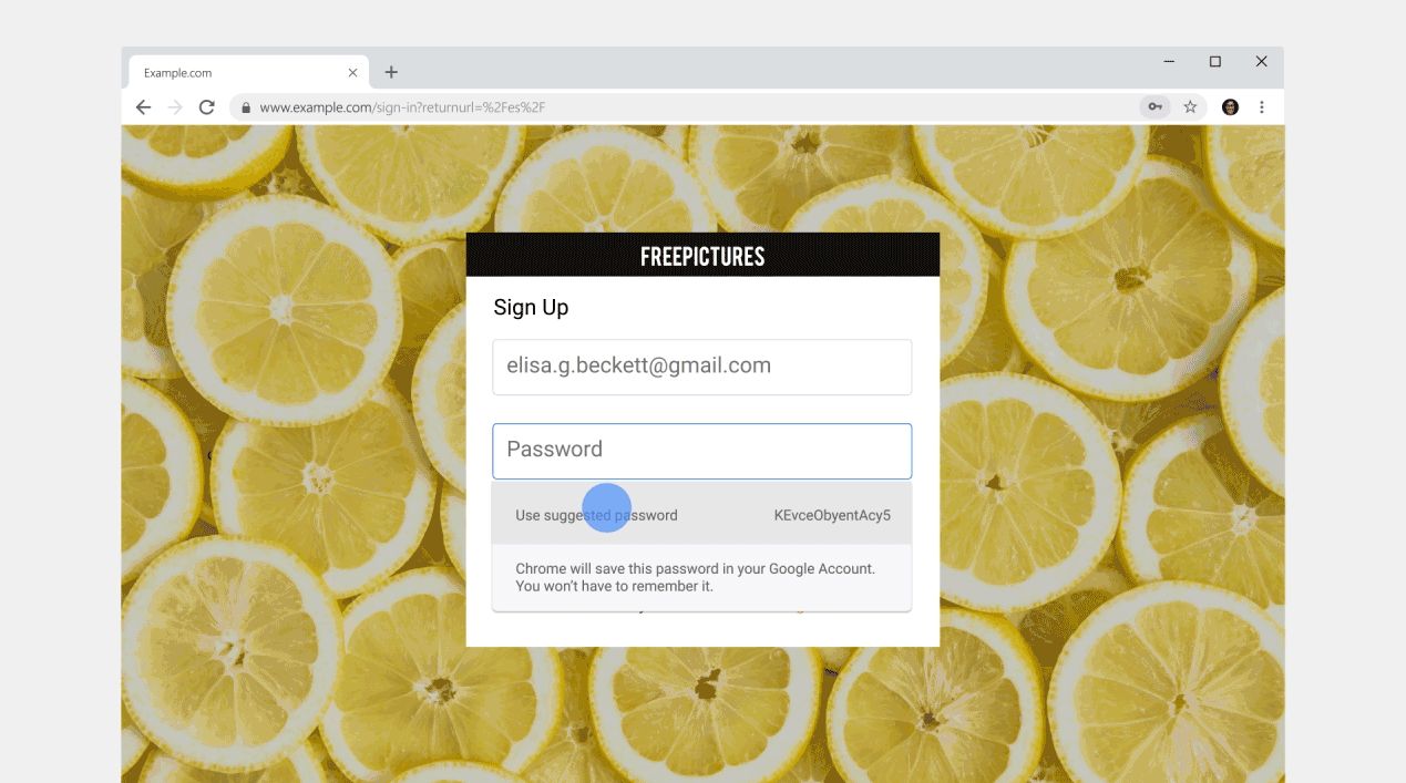Generator haseł w Chrome, źródło: Google.