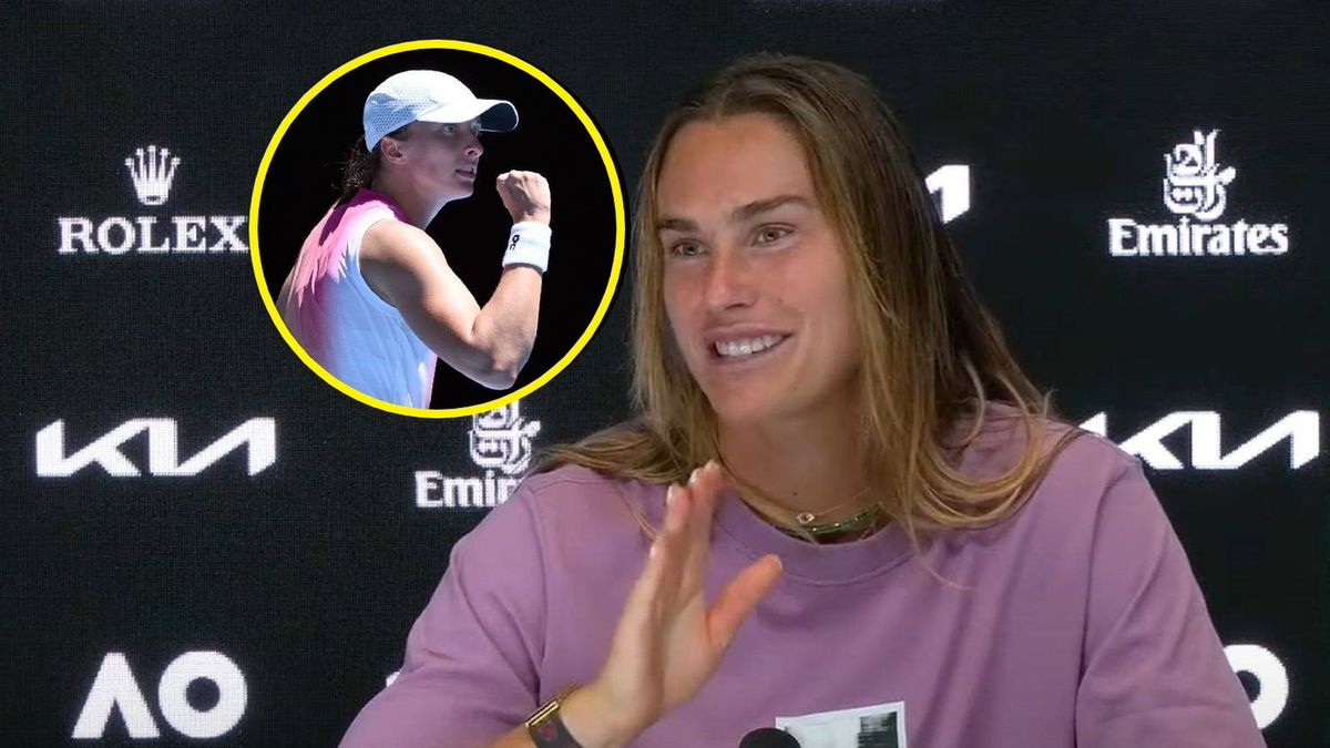 YouTube / Australian Open / PAP/EPA / Na zdjęciu: Aryna Sabalenka, na małym zdjęciu: Iga Świątek